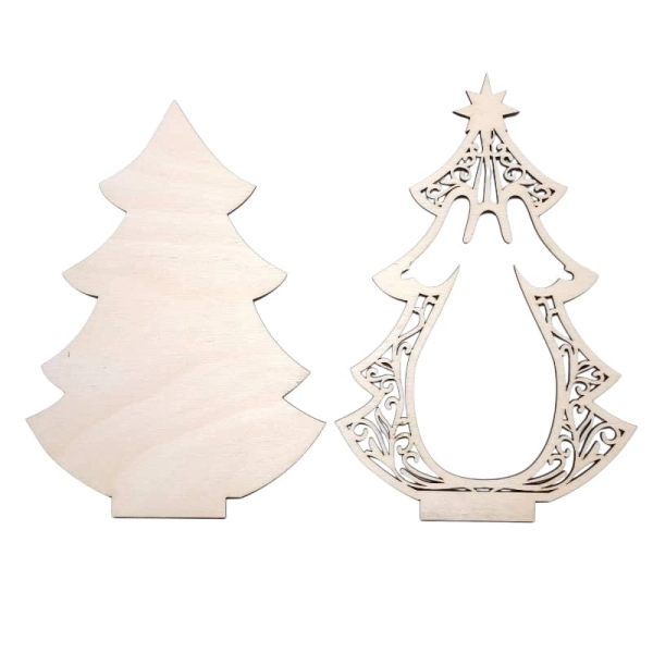 Wszystkie 12 elementów zestawu DIY anielskiej choinki rozłożone przed złożeniem.