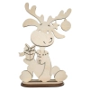 Duży, siedzący renifer 3D ze sklejki (20,5cm) z prezentem, zestaw DIY do złożenia.