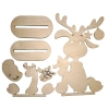 Wszystkie 6 elementów zestawu DIY do złożenia dużego renifera ze sklejki, rozłożone na płasko.