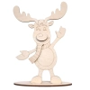 Wesoły renifer 3D ze sklejki (18cm) z szalikiem, gotowy złożony produkt, zestaw DIY.