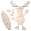 Wszystkie 4 elementy zestawu DIY do złożenia renifera: korpus, szalik, nos i podstawka