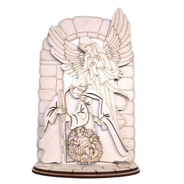 Szopka bożonarodzeniowa 3D ze sklejki do samodzielnego złożenia, zestaw DIY 9 elementów