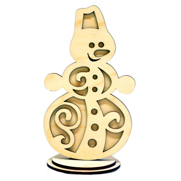 Drewniany bałwan na podstawce N1