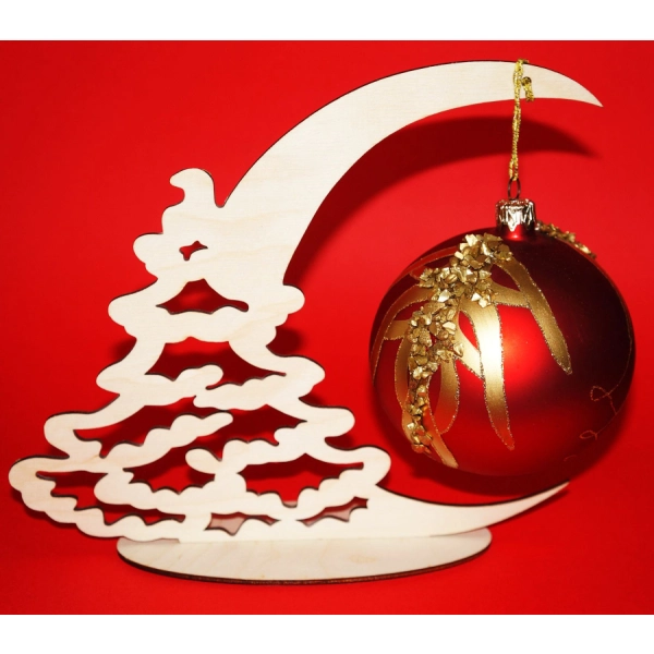 Drewniany stojak na bombkę CHOINKA, stojak na bombke w kształcie choinki, stojak choinka do decoupage