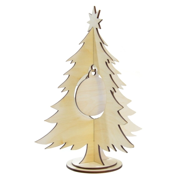 choinka przestrzenna stojak na bombkę z drewna