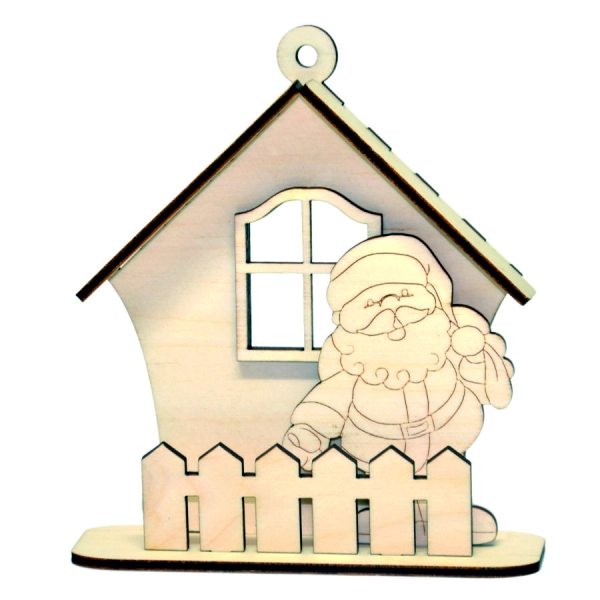domek decoupage, domek z płotkiem, domek z płotkiem decoupage, domek z płotkiem dekoracja bożonarodzeniowa