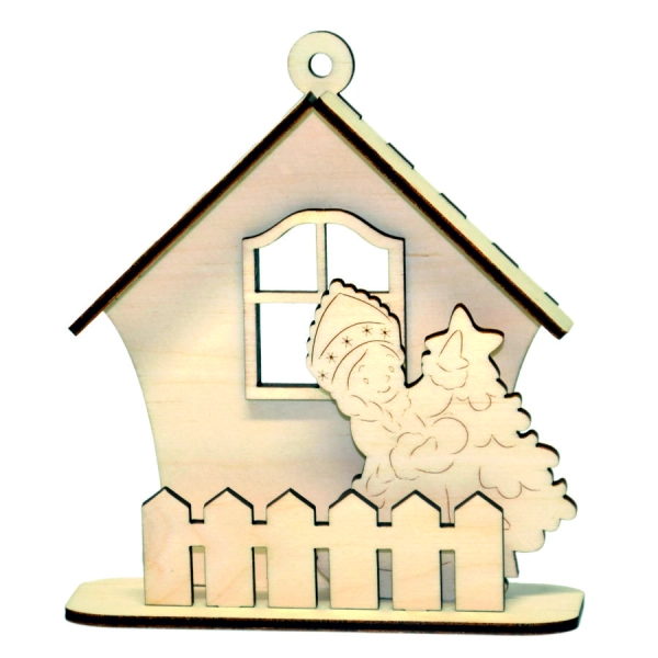 domek decoupage, domek z płotkiem, domek z płotkiem decoupage, domek z płotkiem dekoracja bożonarodzeniowa