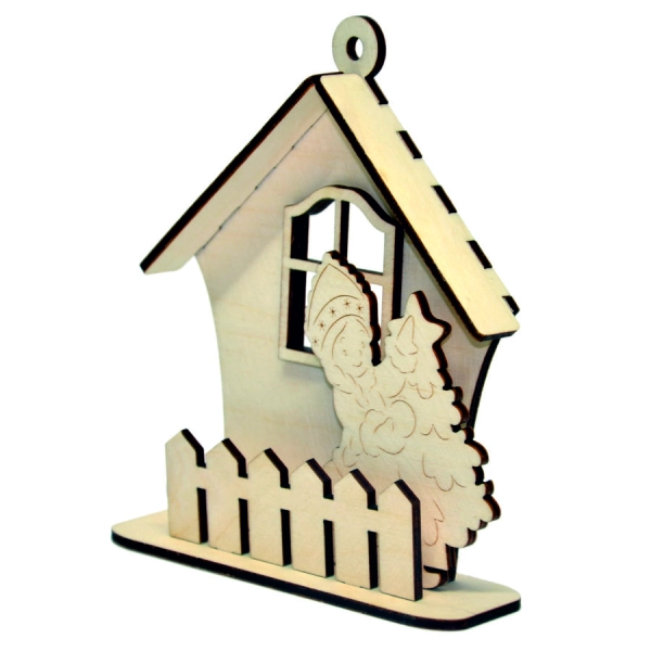 domek decoupage, domek z płotkiem, domek z płotkiem decoupage, domek z płotkiem dekoracja bożonarodzeniowa