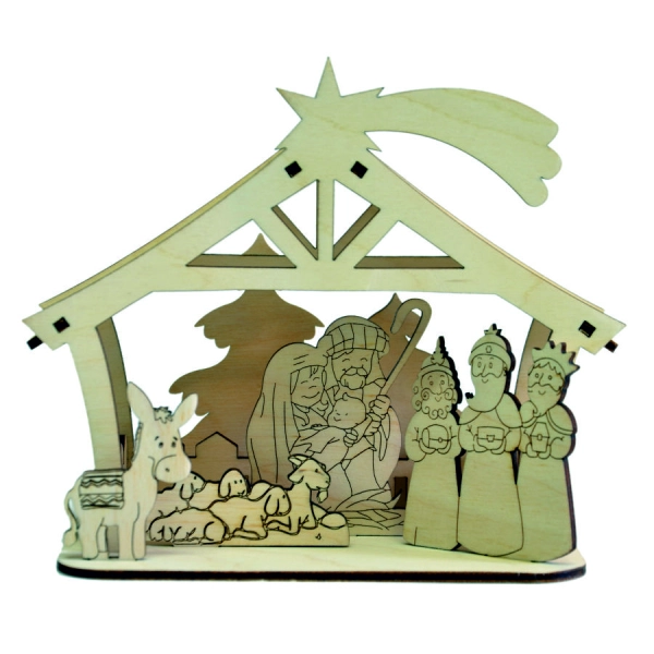 Szopka składana, drewniana szopka bożonarodzeniowa, szopka bożonarodzeniowa z figurkami