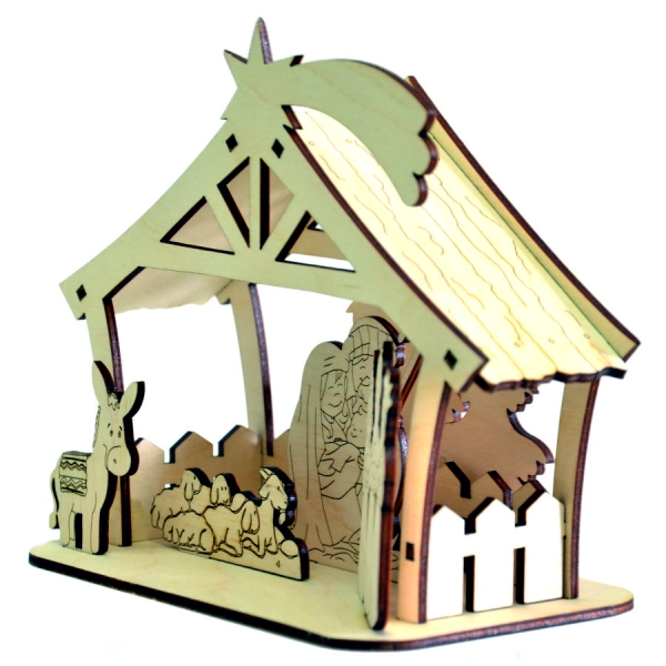 Szopka składana, drewniana szopka bożonarodzeniowa, szopka bożonarodzeniowa z figurkami