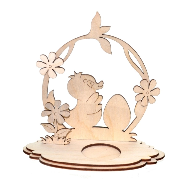 Drewniana dekoracja wielkanocna na podstawce N2
