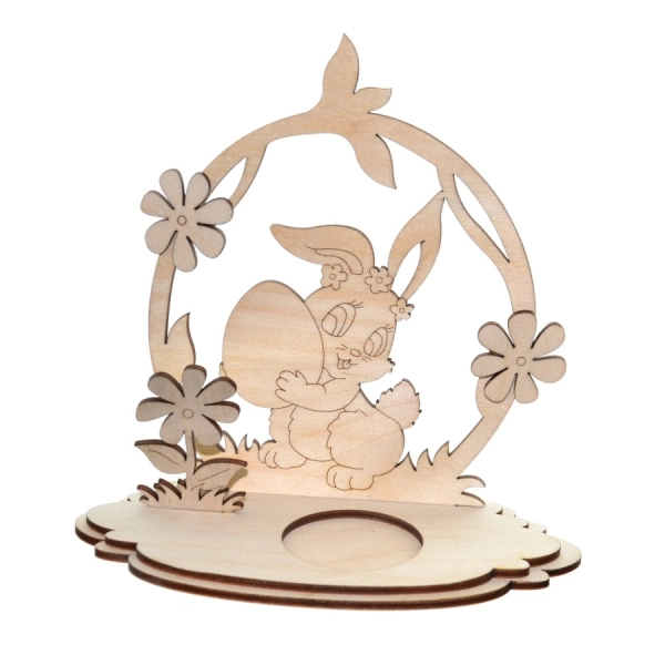 Drewniana dekoracja wielkanocna na podstawce N3