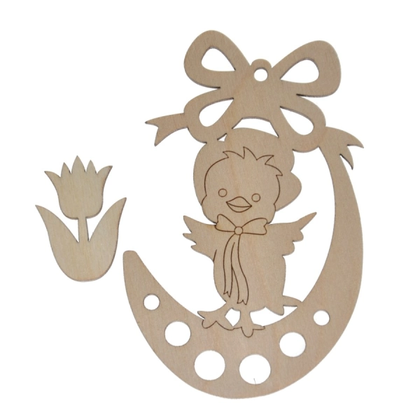 Drewniana wielkanocna mała zawieszka N1