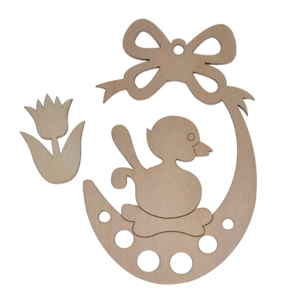 Drewniana wielkanocna mała zawieszka N4