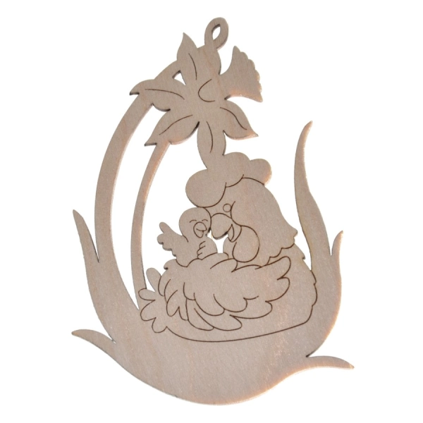 Drewniana wielkanocna mała zawieszka N7