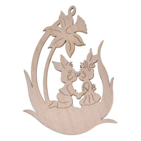 Drewniana wielkanocna mała zawieszka N8