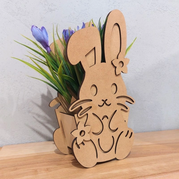 Drewniane wielkanocne pudełko zając N1