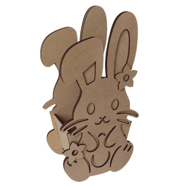 Drewniane wielkanocne pudełko zając N1