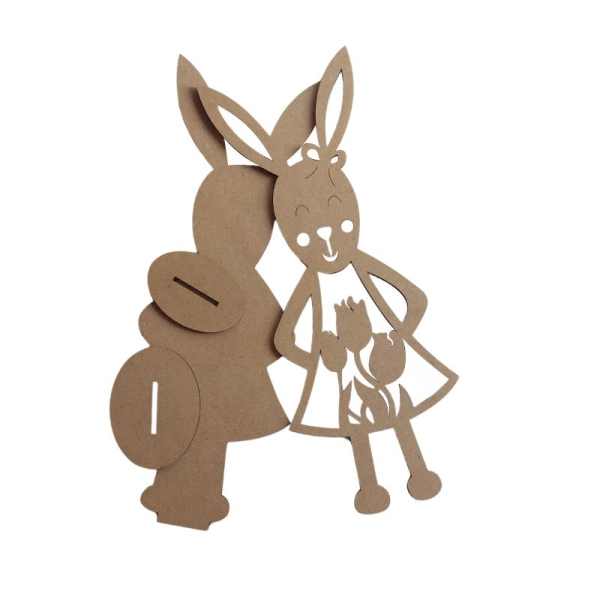 Drewniana wielkanocna Pani zając N4