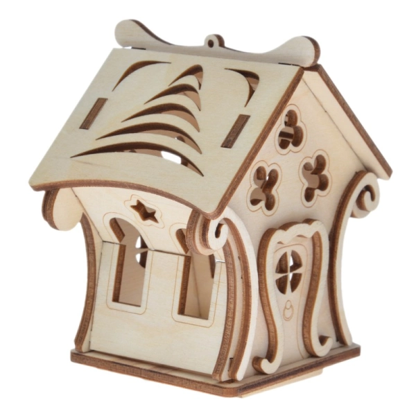 Drewniany domek na świeczkę LED N8