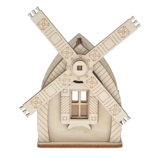 Drewniany domek na świeczkę LED N12