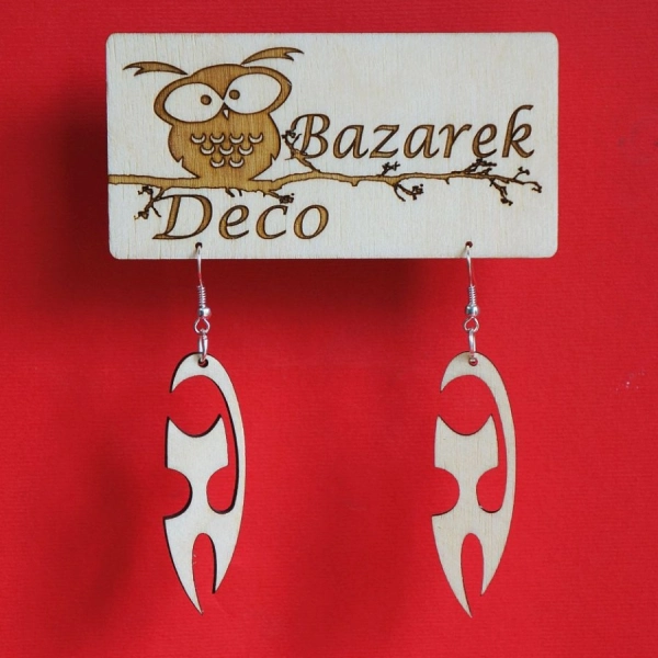 Drewniany kolczyk ażurowy N17