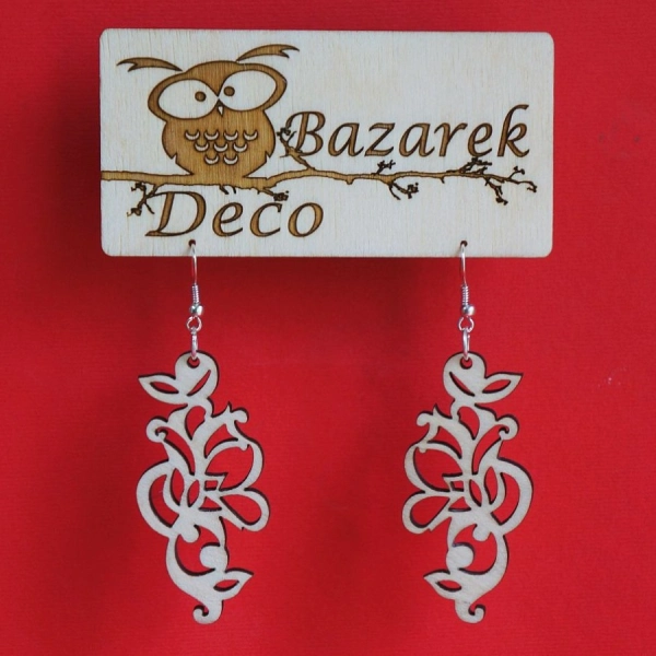 Drewniany kolczyk ażurowy N18