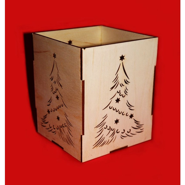 Drewniany Lampion Adwentowy N2