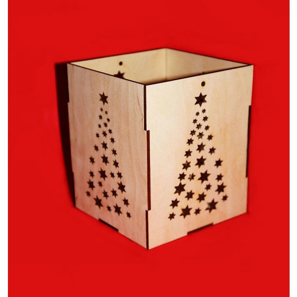 Drewniany Lampion Adwentowy N3