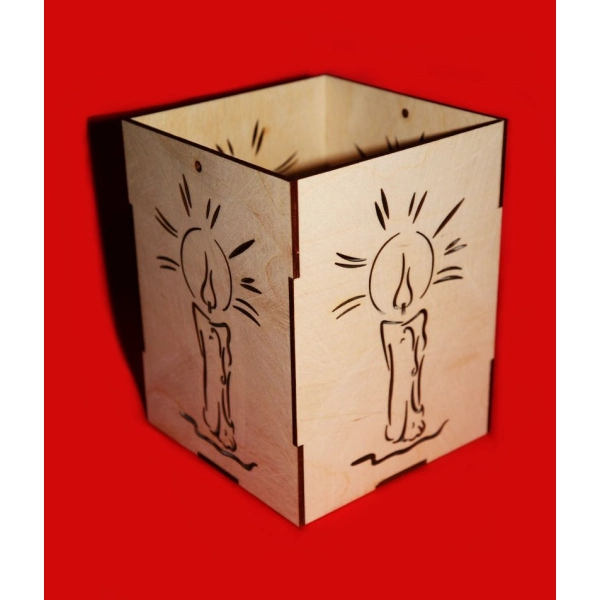 Drewniany Lampion Adwentowy N4