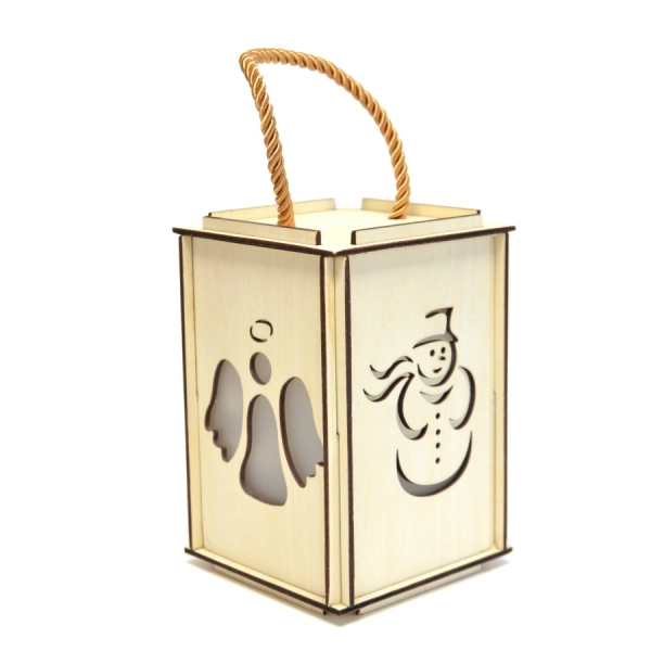 drewniany lampion adwentowy roraty decoupage