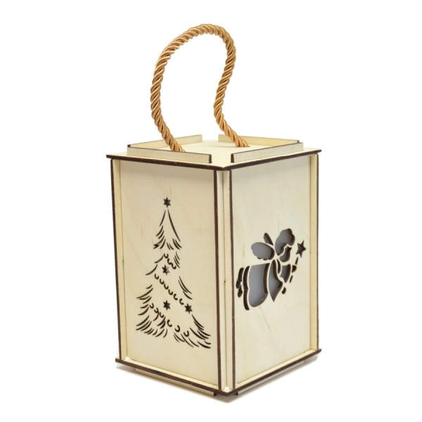 drewniany lampion adwentowy roraty decoupage