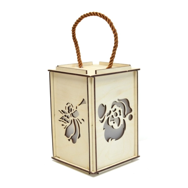 drewniany lampion adwentowy roraty decoupage