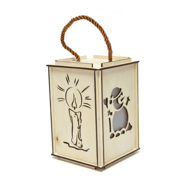 drewniany lampion adwentowy roraty decoupage