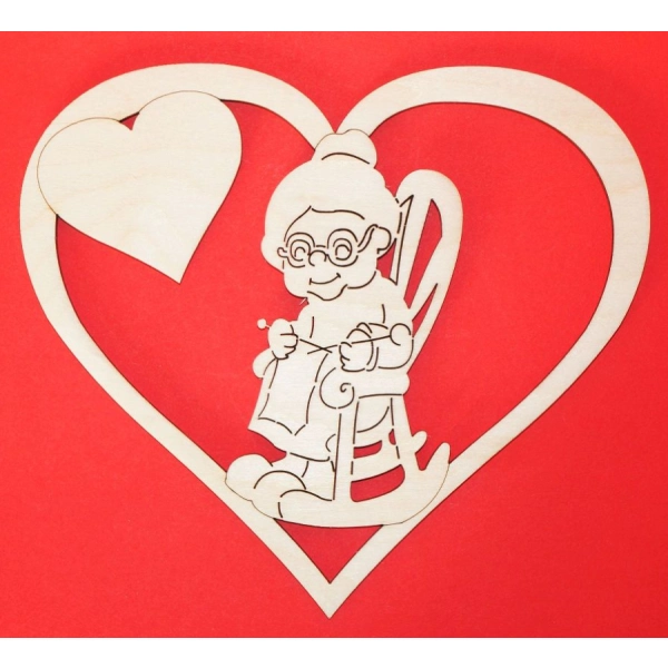 Drewniana laurka w kształcie serca N1