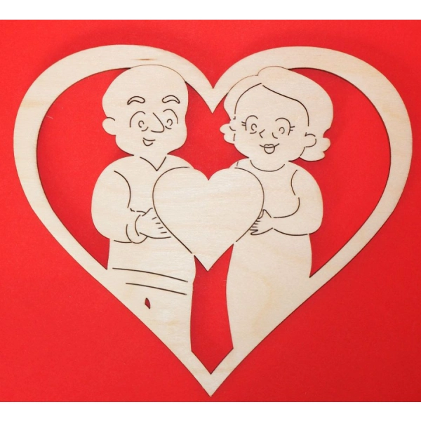 Drewniana laurka w kształcie serca do decoupage