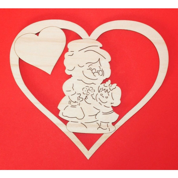 Drewniana laurka w kształcie serca do decoupage