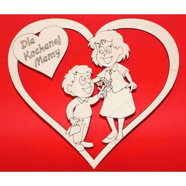 Drewniana laurka w kształcie serca do decoupage