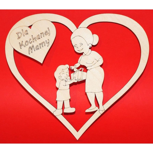 Drewniana laurka w kształcie serca do decoupage