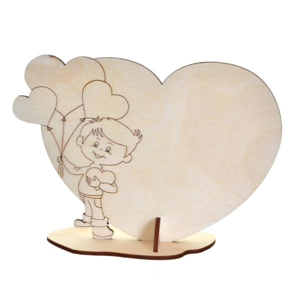 Serce laurka dla mamy, drewniana laurka, prezent dla mamy