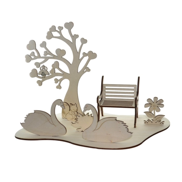 Drewniany ogródek z ławeczką do zdobienia