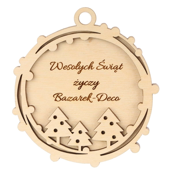 Drewniana bombka 3D z grawerowanym logo