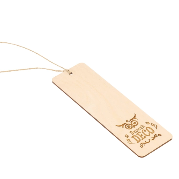 Drewniana zakładka do książki z logo i cytatem