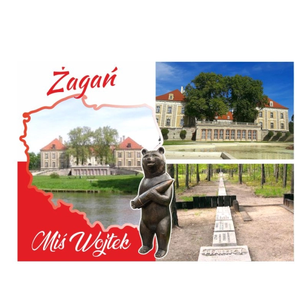 Drewniany magnes BOMBOWY MISIEK Z MAPĄ