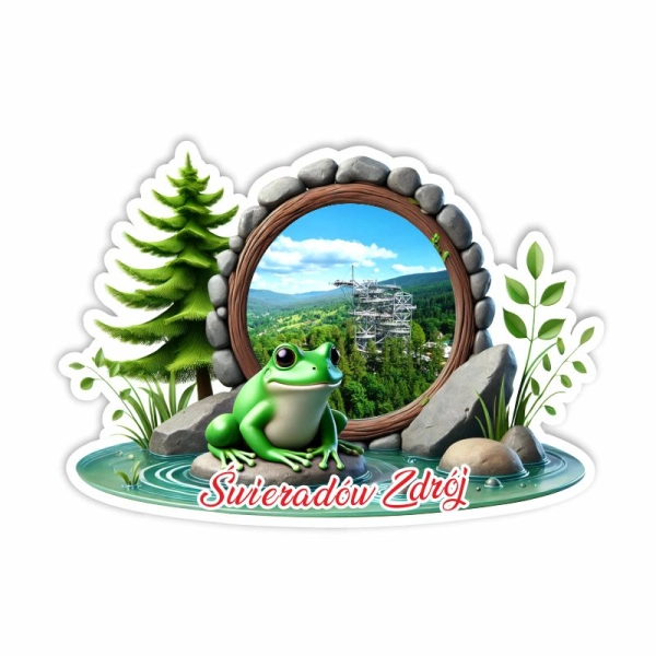 Drewniany magnes Żaba nad wodą N1