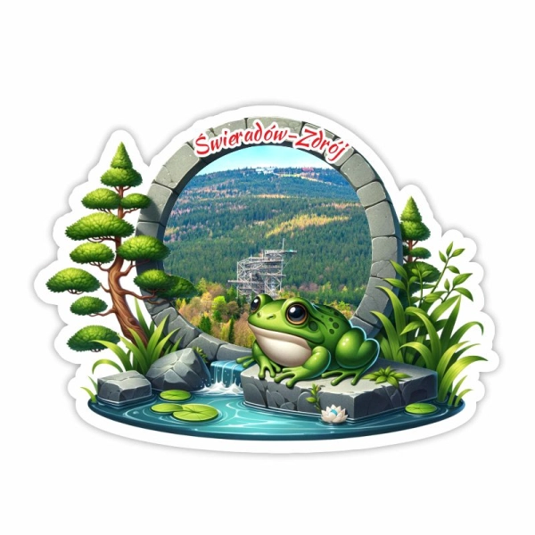 Drewniany magnes Żaba nad wodą N3