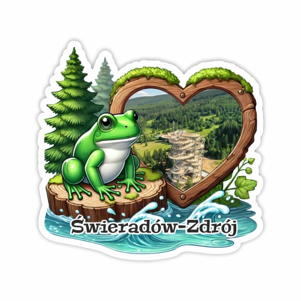 Drewniany magnes Żaba nad wodą N4