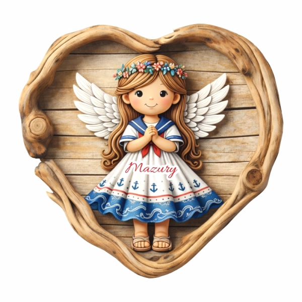 Drewniany Aniołek - marynarz w sercu N2