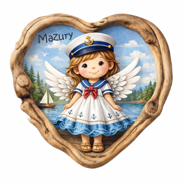 Drewniany Aniołek - marynarz w sercu N3