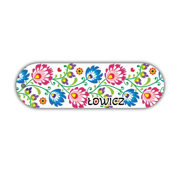 drewniana zakładka z motywem Łowickim